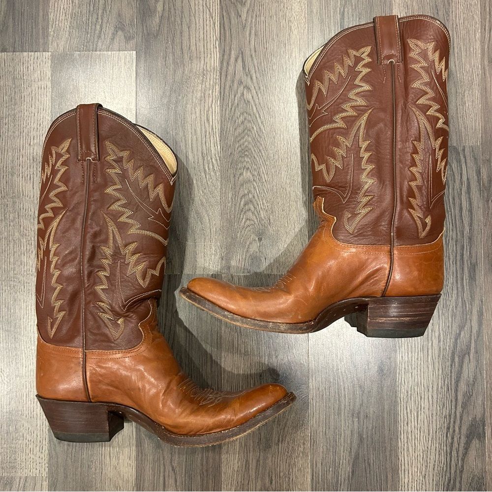 Justin mens brown Leather Cowboy Boots  8